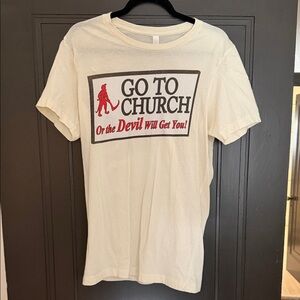 Bella Canvas Cream Graphic Tee with Red Print